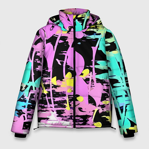 Мужская зимняя куртка Color expressive abstraction / 3D-Черный – фото 1