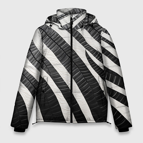 Мужская зимняя куртка Зебровые полоски на текстуре / 3D-Черный – фото 1