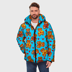 Куртка зимняя мужская Мишки в цветных свитерах и сердечки, цвет: 3D-светло-серый — фото 2