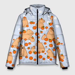 Куртка зимняя мужская Мем капибара и мандарины, цвет: 3D-черный