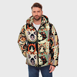Куртка зимняя мужская Кот Алёнка - поп арт, цвет: 3D-черный — фото 2