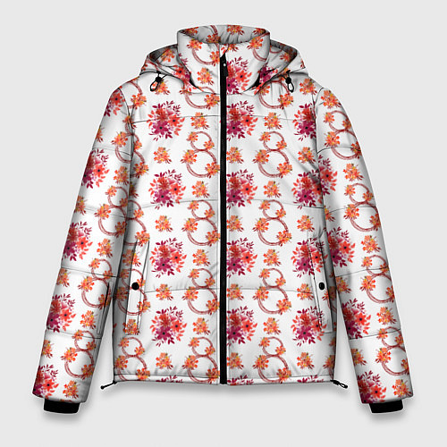 Мужская зимняя куртка 8 марта праздничные цветы / 3D-Светло-серый – фото 1