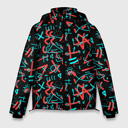 Куртка зимняя мужская Цветные геометрические каракули, цвет: 3D-светло-серый
