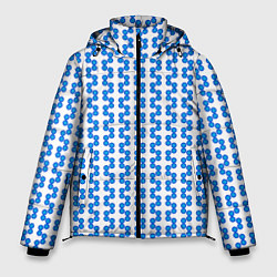 Куртка зимняя мужская Синие кружки патерн, цвет: 3D-светло-серый
