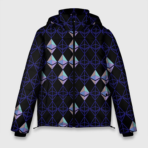 Мужская зимняя куртка Криптовалюта Ethereum на черном / 3D-Черный – фото 1