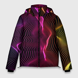 Куртка зимняя мужская Переплетающие цветные линии, цвет: 3D-черный