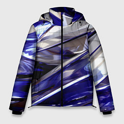 Куртка зимняя мужская Синие и белые полосы абстракции, цвет: 3D-светло-серый
