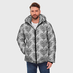 Куртка зимняя мужская Сердце из дудлов паттерн, цвет: 3D-черный — фото 2