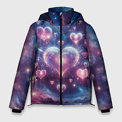 Куртка зимняя мужская Космические сердца - звезды, цвет: 3D-светло-серый