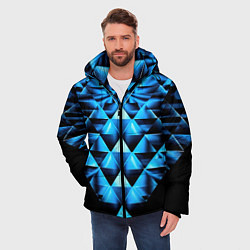 Куртка зимняя мужская Синие абстрактные ромбики, цвет: 3D-черный — фото 2