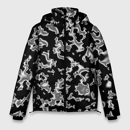 Мужская зимняя куртка Капли жидкого металла - камуфляж на чёрном / 3D-Черный – фото 1