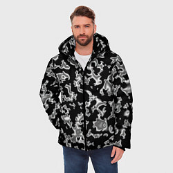 Куртка зимняя мужская Капли жидкого металла - камуфляж на чёрном, цвет: 3D-черный — фото 2