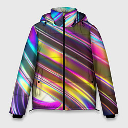 Куртка зимняя мужская Неоновый скрученный металл разноцветный, цвет: 3D-черный