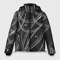 Куртка зимняя мужская Черно-белые завитки, цвет: 3D-черный