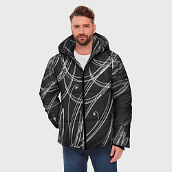 Куртка зимняя мужская Черно-белые завитки, цвет: 3D-красный — фото 2