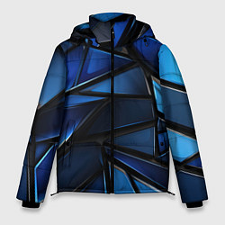 Куртка зимняя мужская Синие объемные геометрические объекты, цвет: 3D-светло-серый