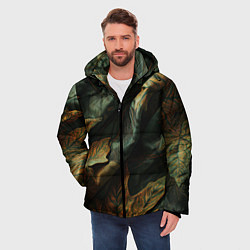 Куртка зимняя мужская Реалистичный охотничий камуфляж из ткани и листьев, цвет: 3D-черный — фото 2