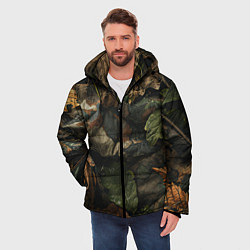 Куртка зимняя мужская Реалистичный охотничий камуфляж из ткани и листьев, цвет: 3D-черный — фото 2