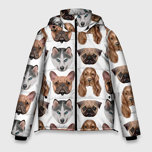 Мужская зимняя куртка Текстура собак / 3D-Черный – фото 1