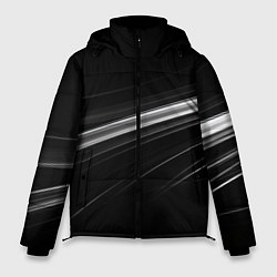 Куртка зимняя мужская Белые полосы на черной абстракции, цвет: 3D-светло-серый