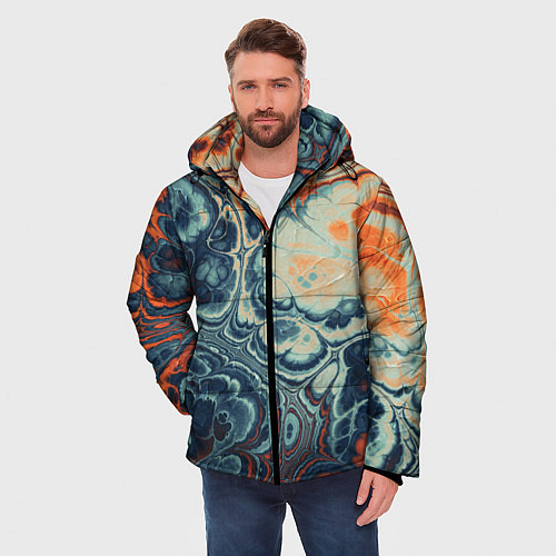 Мужская зимняя куртка Абстрактный разноцветный узор / 3D-Светло-серый – фото 3
