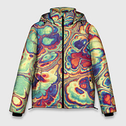 Куртка зимняя мужская Абстрактный разноцветный паттерн, цвет: 3D-красный