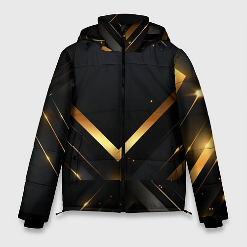 Мужская зимняя куртка Gold luxury black abstract / 3D-Черный – фото 1
