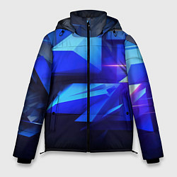 Куртка зимняя мужская Black blue background abstract, цвет: 3D-красный