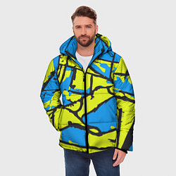 Куртка зимняя мужская Жёлто-голубая графика, цвет: 3D-светло-серый — фото 2