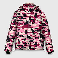 Куртка зимняя мужская Камуфляжные розовые котики, цвет: 3D-красный