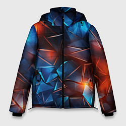Куртка зимняя мужская Синие и красные осколки стекла, цвет: 3D-черный