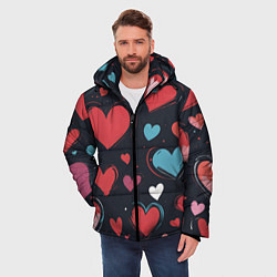 Куртка зимняя мужская Сердечный паттерн, цвет: 3D-красный — фото 2