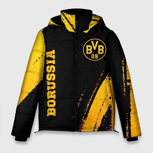 Мужская зимняя куртка Borussia - gold gradient вертикально / 3D-Черный – фото 1