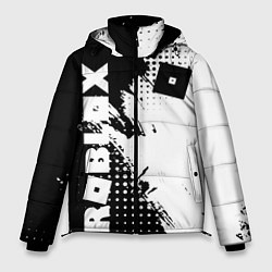 Куртка зимняя мужская Роблокс - черно-белая абстракция, цвет: 3D-светло-серый