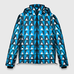 Куртка зимняя мужская Узор из треугольников синий, цвет: 3D-черный