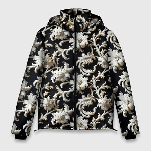 Мужская зимняя куртка Узор в стиле барокко / 3D-Светло-серый – фото 1