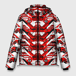 Куртка зимняя мужская Красно-белая техно броня, цвет: 3D-светло-серый
