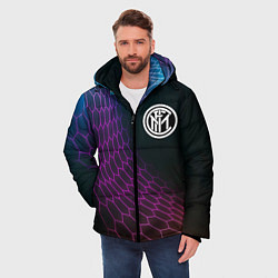 Куртка зимняя мужская Inter футбольная сетка, цвет: 3D-черный — фото 2