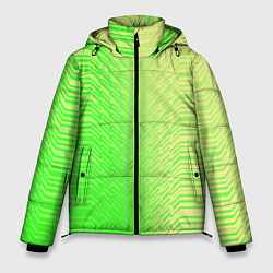 Куртка зимняя мужская Зелёные градиентные линии, цвет: 3D-черный