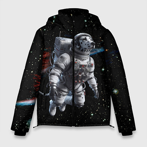 Мужская зимняя куртка The dalmatian brave cosmonaut - ai art / 3D-Черный – фото 1
