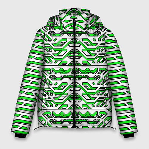 Мужская зимняя куртка Техно броня зелёно-белая / 3D-Черный – фото 1