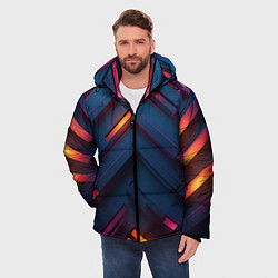 Куртка зимняя мужская Неоновый узор стальные раскалённые пластины, цвет: 3D-черный — фото 2