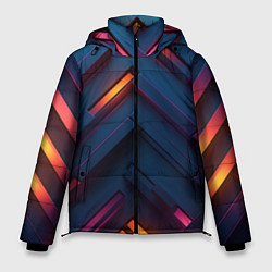 Куртка зимняя мужская Неоновый узор стальные раскалённые пластины, цвет: 3D-светло-серый