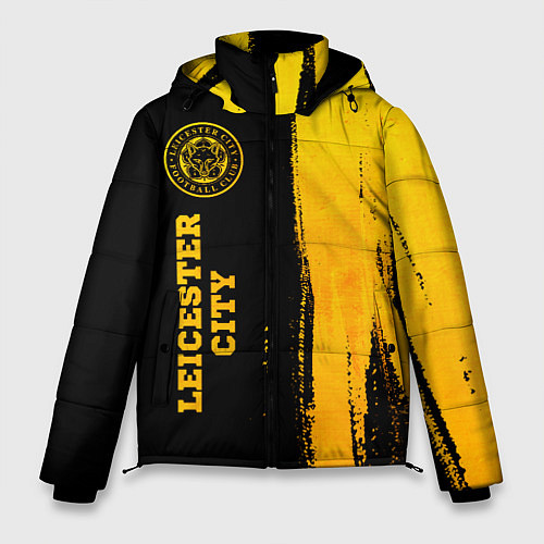 Мужская зимняя куртка Leicester City - gold gradient по-вертикали / 3D-Черный – фото 1
