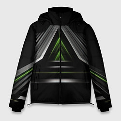 Куртка зимняя мужская Black green abstract nvidia style, цвет: 3D-светло-серый