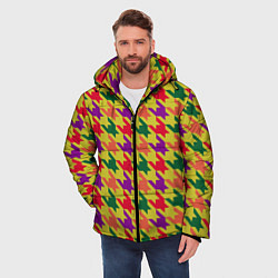 Куртка зимняя мужская Цветные гусиные лапки принт, цвет: 3D-черный — фото 2