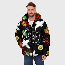 Куртка зимняя мужская Денежные смайлики и пачки долларов с крыльями, цвет: 3D-черный — фото 2