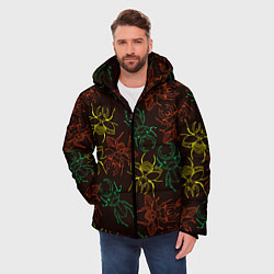 Куртка зимняя мужская Разноцветные жуки носороги, цвет: 3D-светло-серый — фото 2
