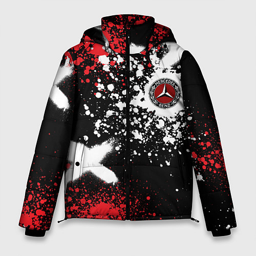 Мужская зимняя куртка Мерседес на фоне граффити и брызг красок / 3D-Черный – фото 1