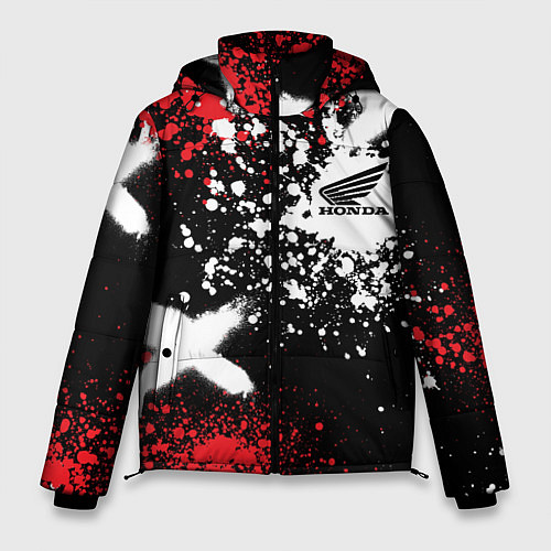 Мужская зимняя куртка Хонда на фоне граффити и брызг красок / 3D-Черный – фото 1